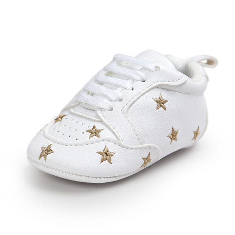 First Walker Fashion PU Leather cotton sole casual shoes first walking shoes Star white color